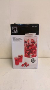 STUDIO TU DRINKWARE GLASS DRINK DISPENSER WITH CERAMIC STAND