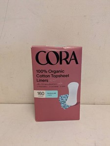 NEW CORA ORGANIC COTTON TOPSHEET LINERS 160CT