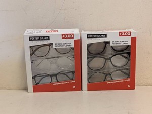 (2) NEW FOSTER GRANT 3.00 READING GLASSES 3PK