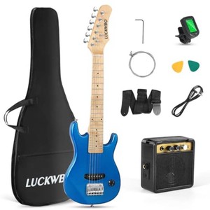 30 Inch Kids Electric Guitar Beginner Kits ST Style Mini Electric Guitar for Boys Girls Electric guitar Starter Kit w 5W Amplifier, Strap, Gig Bag, Strings, tuner strings Picks  Blue
