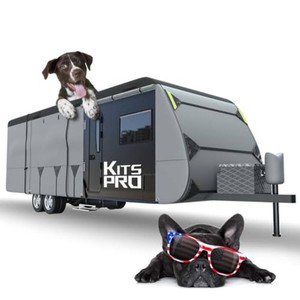 $200 KitsPro 18 Ft Hail-Protection RV Cover for Class C and Travel Trailer Windproof Anti-UV Camper Cover with Gutter Spout