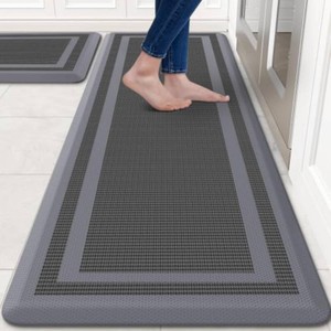 2PCS Kitchen Rugs Cushioned Anti-Fatigue Kitchen Mats Comfort Standing Mat