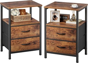 Huuger Night Stand Set of 2, Nightstand with 2 Drawers, Bedside Table