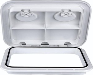 smartmarine Marine Deck Access Hatch 17.3 12.4 Rectangle Boat Hatch & Lid,Boat Deck Hatch Lids (BlackWhite) (1, White)