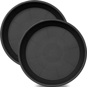 2 Pack of 22 inch Extra Large Plant Saucer, Extra-Deep 3.4 Plant Tray, Bird Bath Bowls for Garden, Plastic Pot Trays for Indoors Outdoors, Water Catcher for Gallon Grow Bags 19-22 (22, Black)