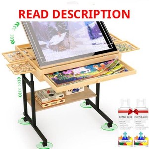 $200 Wooden Puzzle Table with Drawers, 1500 Piece Puzzles for Adults & Puzzle Enthusiasts with Adjustable Height & Tilt, Felt Surface, Metal Stand with Lockable Wheels, Puzzle Storage Box and Cover