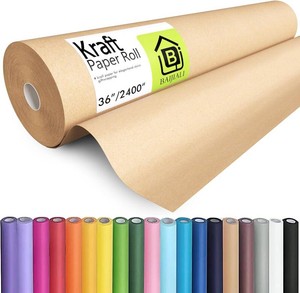 BAIJIALI 36 x 2,400 (200) Kraft Paper Roll for Craft Bulletin Board Paper Art Table Covering Crafting Gift Wrapping Bouquet Packing Parcel (Brown, 36x200)