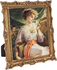 8x10 Vintage Photo Frames, Gold Hand-Crafted Resin Photo Frame with Easel & Hook, Home Ornament for Tabletop or Wall Mount