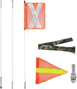 Safety Flag Safety Whip with Quicker Connector Base & 10FT Heavy Duty PVC Reflective Flag, Suit for ATV, UTV, Offroad, Jeep & Truck