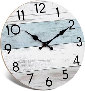 18 Inch Large Wall Clock, Silent Battery Operated Analog Clock, Blue White