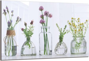 $130 DAIFURONGE Tempered Glass Backsplash for Kitchen,Flowers and Vase,30x18
