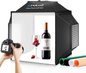 PULUZ Upgrade Light Box & Soft Box, 16x16 Professional Shooting Tent with 480 LED Lights Photo Studio Light Box Photography with 4 Color PVC Backdrops for Jewelry and Product Photography