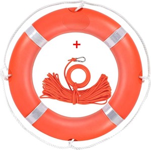 Life Preserver Ring 2328, Boat Safety Throw Rings with Bracket, Orange Buoy with Rope 98.5 FT and Reflective Tape for Boat