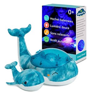 Cloud B Ocean Projector Nightlight with White Noise Soothing Sounds  Adjustable Settings and Auto-Shutoff  Tranquil Whale Family - Blue