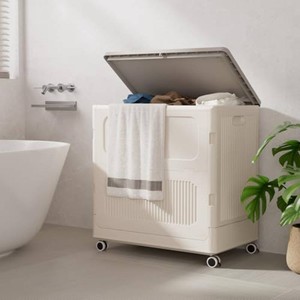 Small Laundry Hamper for Kid on Wheels with Handle 60L