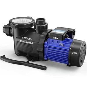 $268 Aquastrong 2HP InAbove Ground Pool Pump, Dual Speed, 115V, 5186GPH, High Flow, Powerful Self Primming Swimming Pool Pumps with Filter