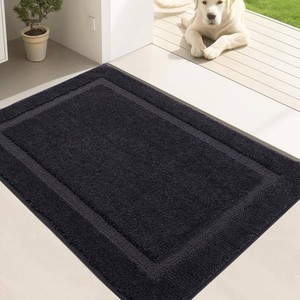 Oiilores Door Mat Indoor Entrance, Dirt Trapper Entryway Rug with Non-Slip Rubber Backing, Washable Inside Front Entry Rugs, Super Absorbent Doormat for Home, Dog Mat for Muddy Paw, (24 x 36, Black)