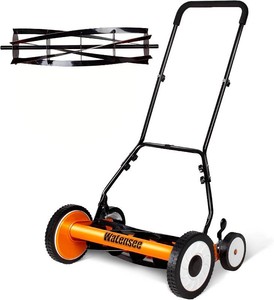 $140 Walensee 20-Inch Manual Lawn Mower, 5-Blade Push Reel, 9 Heights