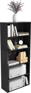 5 Tier book shelf,5 Cube Storage Organizer,5 Tier Cube Low Bookcase Freestanding Storage Display Organizer, 54 Inch Versatile Cubes Shelf and Cubby Storage for Any Space (Black, 5 Cube-W(23.6inch)