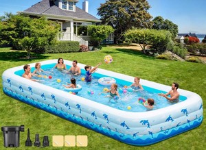 $180 Extra Large Inflatable Swimming Pool   165 x 76 x 22 Oversized Blow Up Pool for Adults, Big Family Backyard Pool with Pump, Thickened Kiddie Pool for Summer Water Party, Easy Set Up