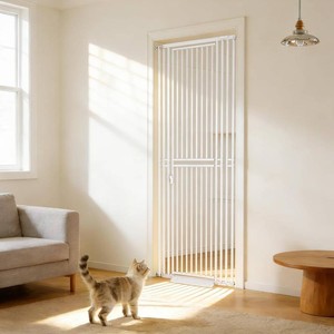 $140 78.74 Extra Tall Cat Gate for Doorway, Wide Adjustable 27.56-32.28 No Drilling Pet Proof Safety Door Gate, Pressure Mount Full Dog Barrier for Stairs Kitchen House-White
