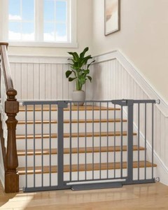 $130 Cumbor 30-51.5 in Extra Wide Baby Gate for Stairs, Dog Gate, Cool Gray