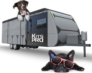 $200 KitsPro 18 Ft Hail-Protection RV Cover for Class C and Travel Trailer Windproof Anti-UV Camper Cover with Gutter Spout