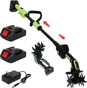 21V Handheld Tiller Cultivator   235 RPM with 2 Batteries