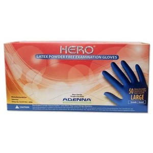 Hero Latex 14mil Exam Gloves Powder Free by Adenna Size Large