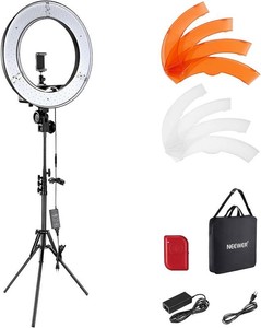 $113 NEEWER Ring Light 18inch Kit 55W 5600K Professional LED with Stand and Phone Holder, Soft Tube & Bag for Tattoo Lash Extension Barber Makeup Artist Studio Video Photography Lighting, RL-18