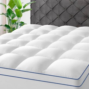 Kayfia Queen Mattress Topper, Mattress Pad for Back Pain Relief, White