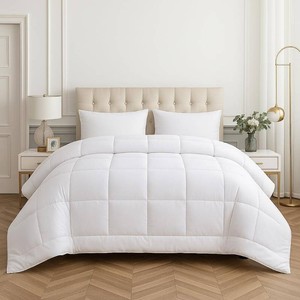 ARlinen King White Down Alternative Comforter, 90x102, White, Box Stitched