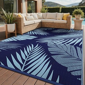 GENIMO Outdoor Rug, Waterproof Plastic Rugs for Patio, 8x10 Blue