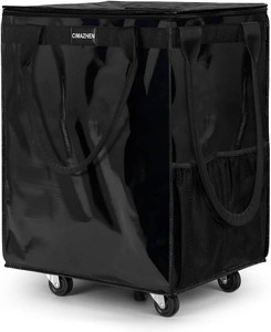 Reusable Grocery Bag on 5 Wheels, Rolling Shopping Tote Bag with 3 Handles