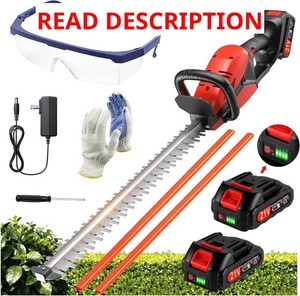 Electric Hedge Trimmers 21v Cordless Hedge Trimmer with Battery & Charger Included Handheld Electric Trimmers with Steel Blade Bush Trimmer for Garden Yard,red