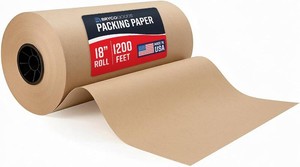 Bryco Goods Brown Packing Paper Roll 18 x 14,400 (1200ft) - Made in USA, Eco-Friendly Void Fill for Moving, Shipping & Box Cushioning - Sustainable, Recyclable, Kraft Paper Thickness