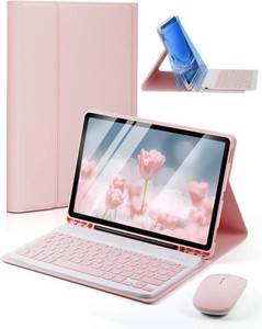 TUNKARMOR Case Keyboard for Amazon Fire HD 10 & 10 Plus 10.1 inch (1113th Gen) - Mouse and Magnetically Keyboard, Slim Case with Pen Holder, Auto SleepWake - Pink