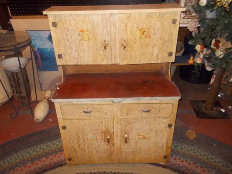 Vintage Solid Wood Childs Stepback Hutch  Cupboard