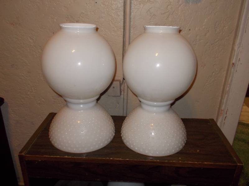 Vintage White Glass Lamp Shades - 4 Total