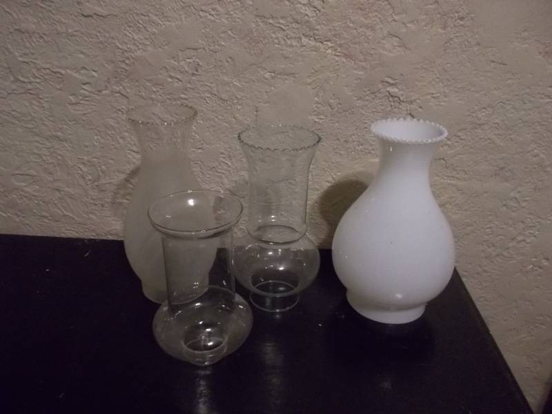 Assorted Vintage Glass Lamp Shades and Globes - 4 Total
