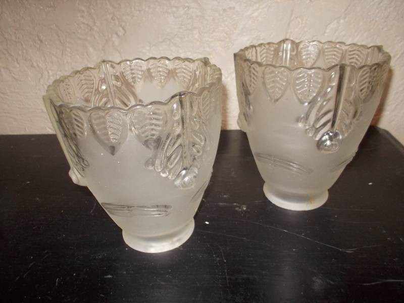 Vintage Frosted Glass Lamp Shades - Pair