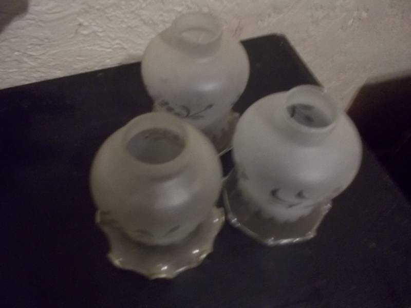 Vintage Frosted and Clear Glass Lamp Shades - 3 Total