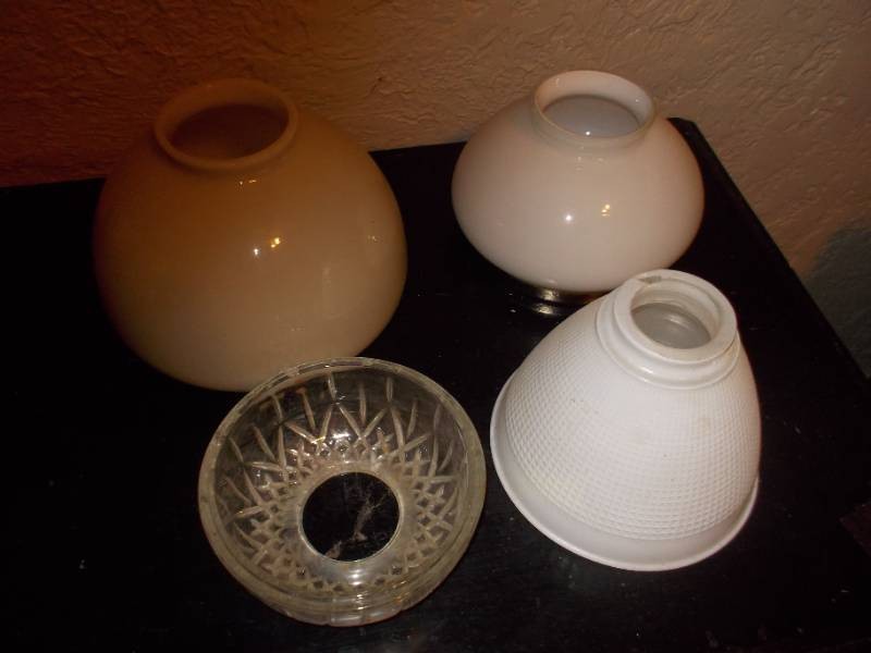 Assorted Vintage Glass Light Shades - 4-Piece Lot