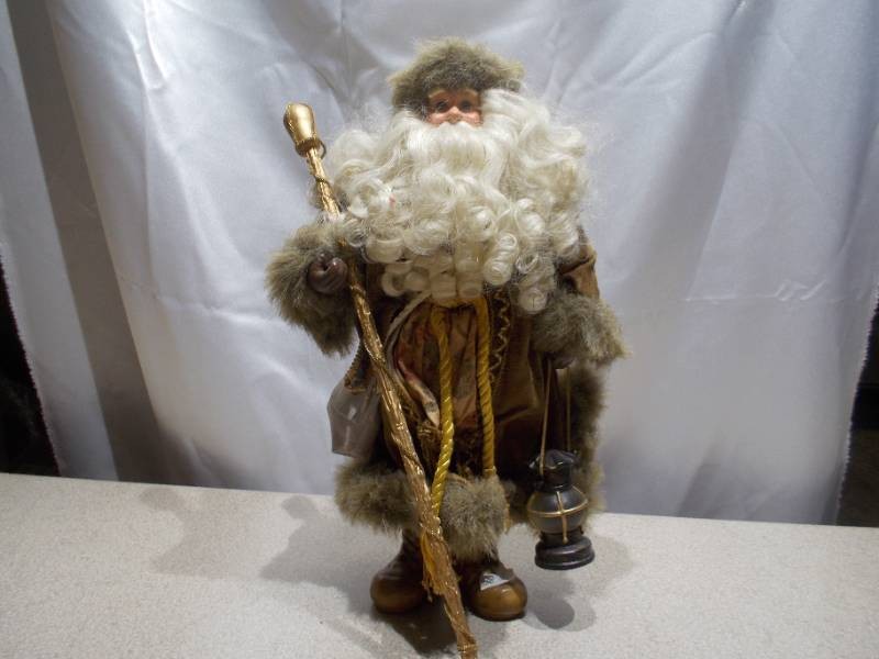Vintage Faux Fur Santa Claus Tabletop Figurine