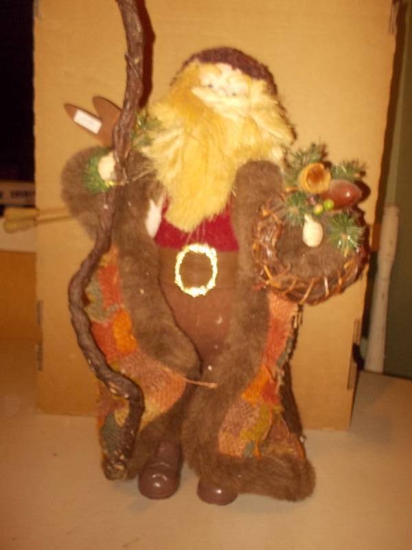 Vintage Faux Fur Santa Claus Tabletop Figurine
