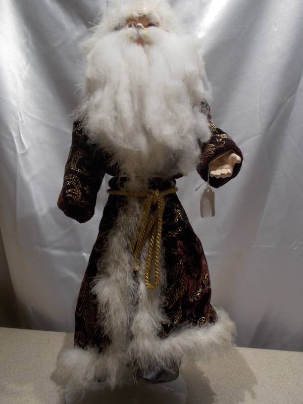 Vintage Red Velvet Santa Claus Tabletop Figurine