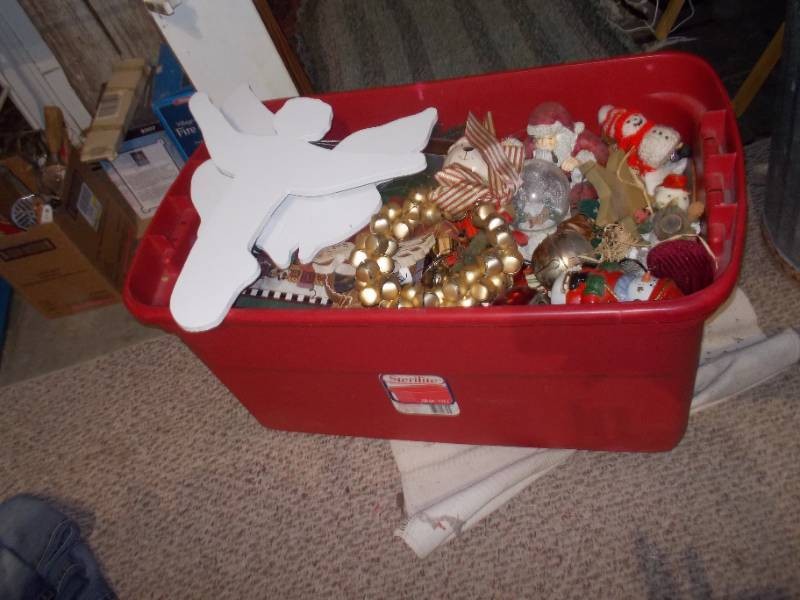 Assorted Christmas & Holiday Decor Mega Lot with Sterilite Tote