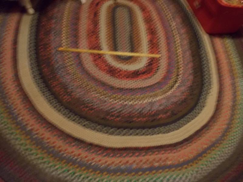 Large Earth-Tone Oval Braided Area Rug (110 x 100)