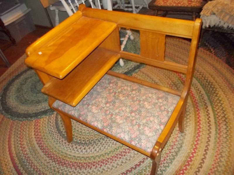 Vintage Gossip Bench  Telephone Chair with Storage Shelf