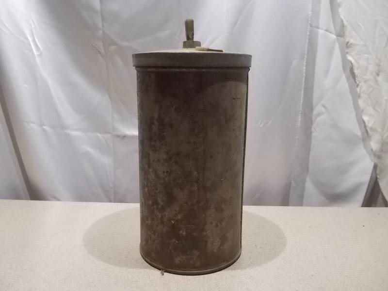 Vintage Metal Hand-Crank Butter Churn - Cylindrical